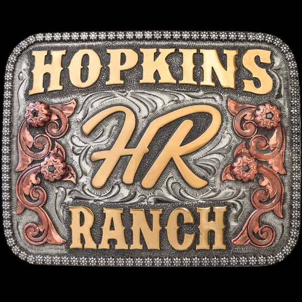 """Saddle up, or get off the horse."" Make a bold statement, like any true cowboy, with the Kingman Belt Buckle. The large Jewelers Bronze lettering is sure to stand out alongside the other beautiful elements of this German Silver